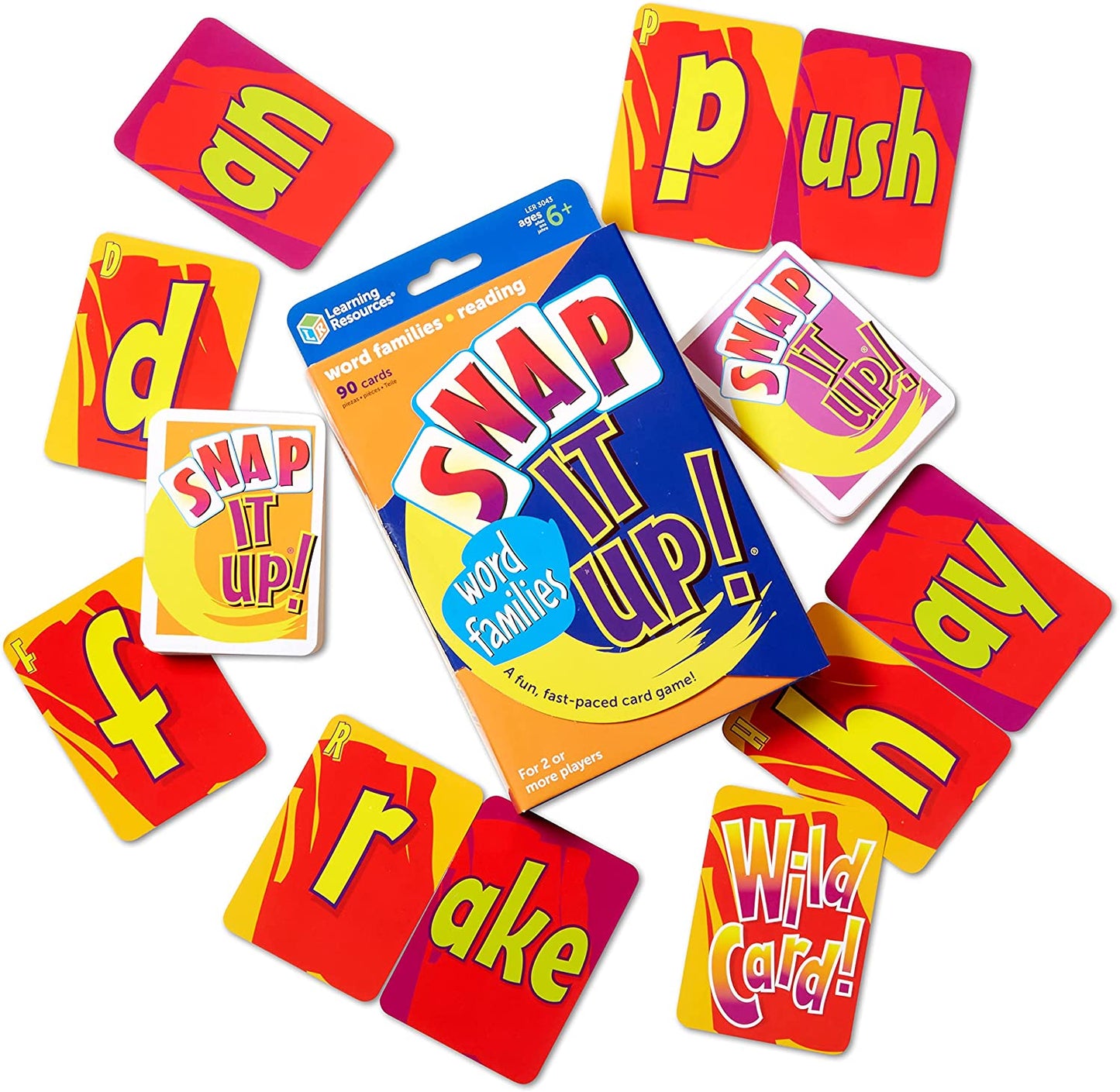 Learning Resources Snap It Up! Phonics and Reading Card Game: Word Familes, 90 Cards